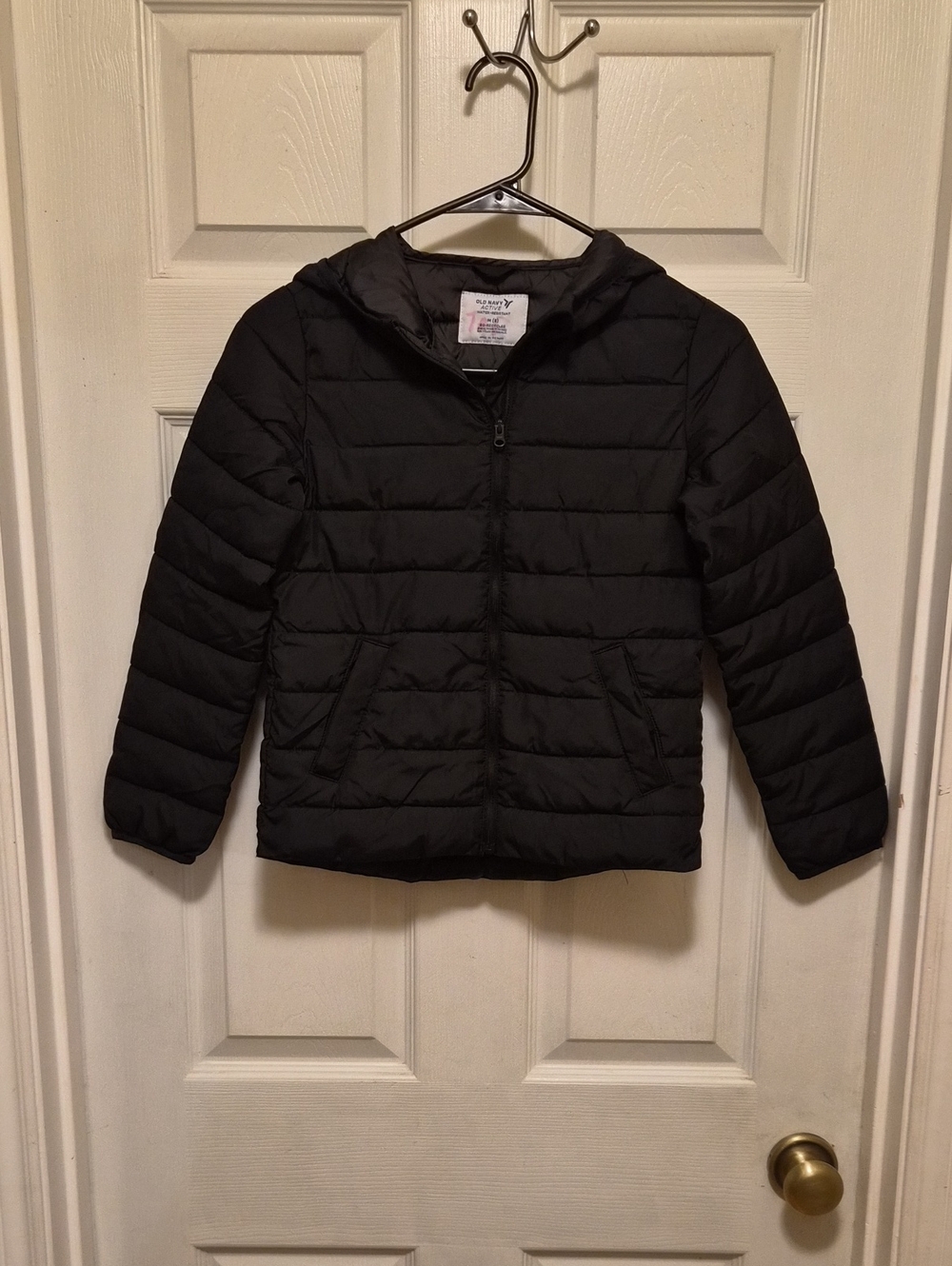 Old Navy Black Quilted Hooded Puffer Jacket for Kids